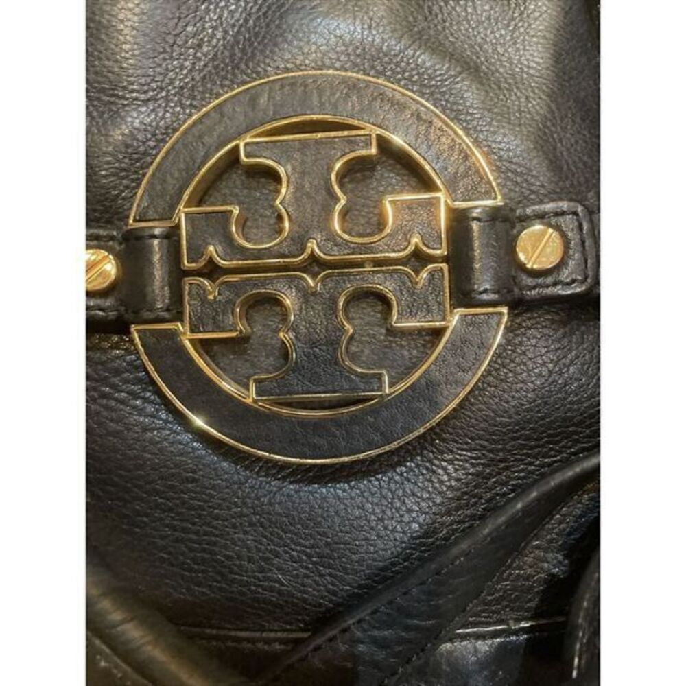 Tory Burch Amanda Hobo Black Pebbled‎ Leather Handbag Satchel Shoulder Messenger - Picture 10 of 14